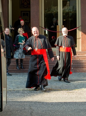 New York Cardinal Timothy Dolan and Boston Cardinal Sean Oâ€™Malley leave the Pontifical North American College in Rome on their way to a final meeting with Pope Benedict XVI February 28, 2013. Pilot photo/Gregory L. Tracy